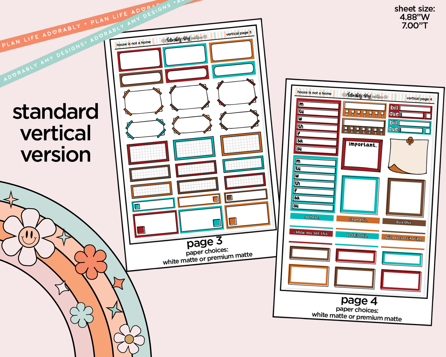 Vertical A House Isn't a Home Without a Cat Weekly Sticker Kit for Vertical Standard Size Planners or Insert