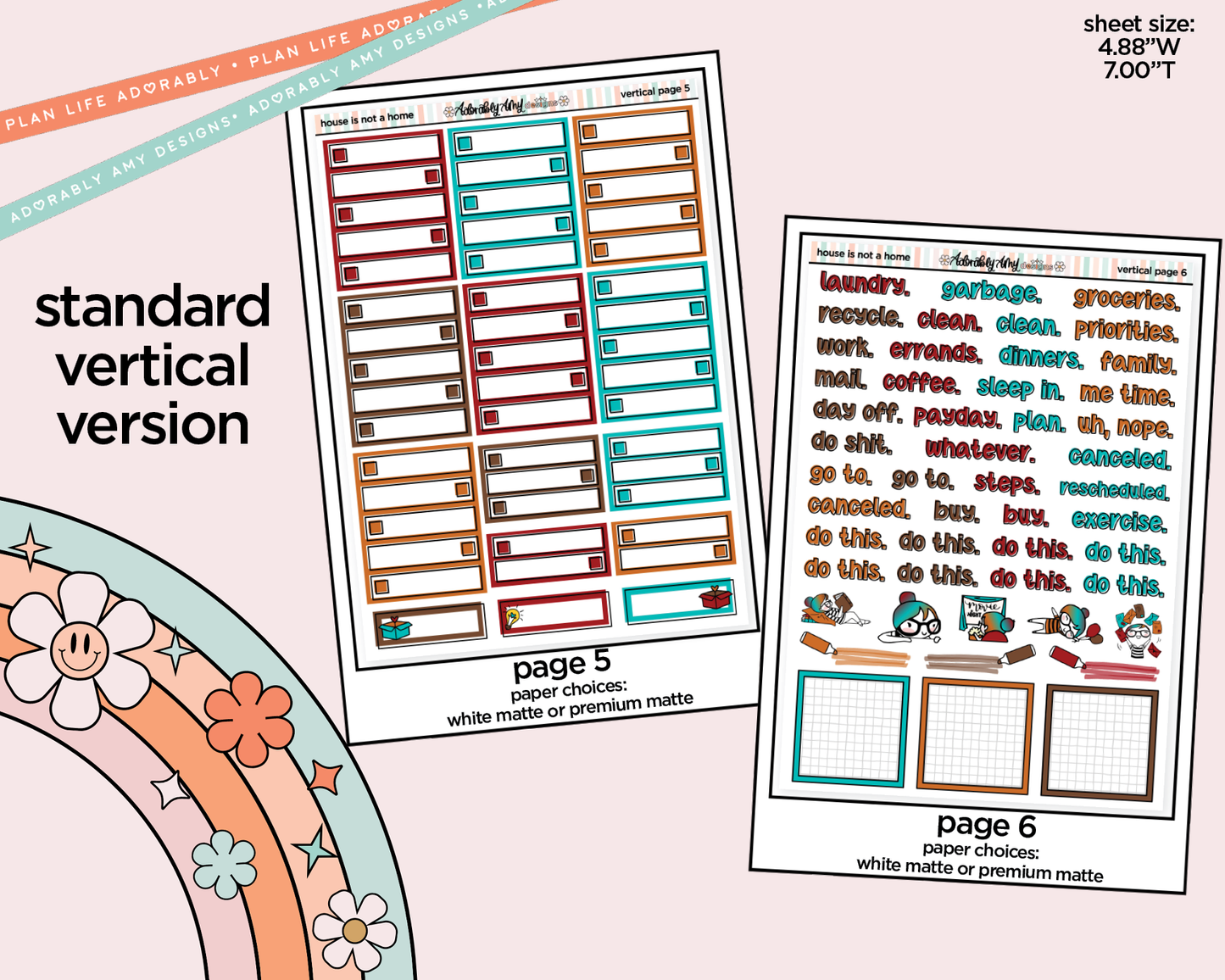 Vertical A House Isn't a Home Without a Cat Weekly Sticker Kit for Vertical Standard Size Planners or Insert