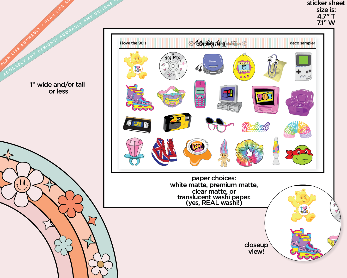 I Love the 90's Deco Sampler Decorative Planner Stickers