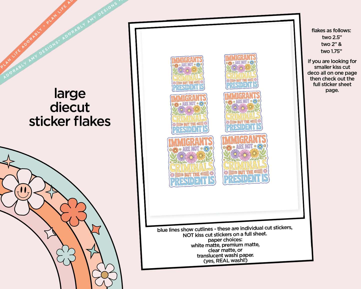 Immigrants Are Not Criminals but the President Is Typography Sampler Planner Stickers