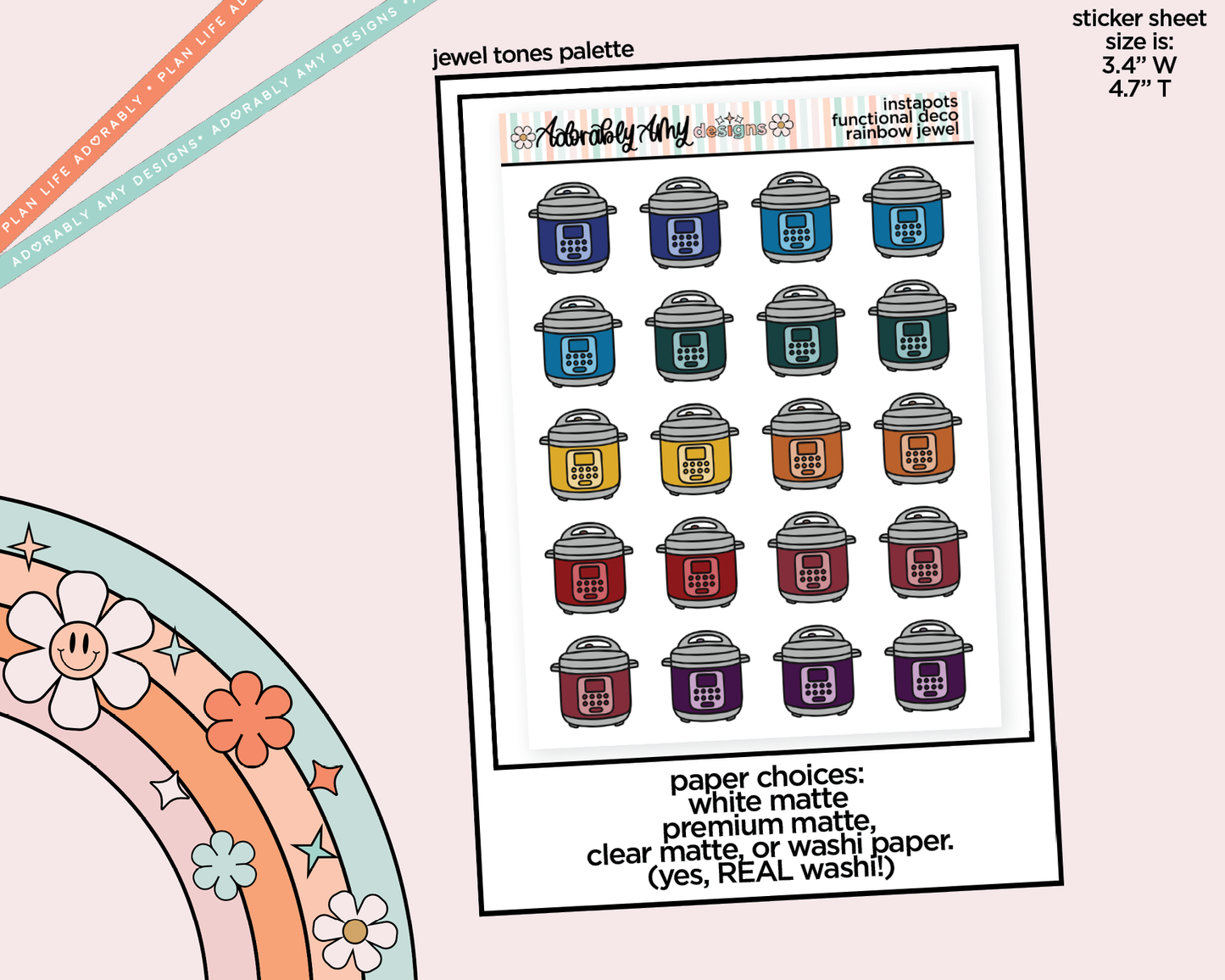 Rainbow Pressure Cooker Pot Doodled Icon Stickers