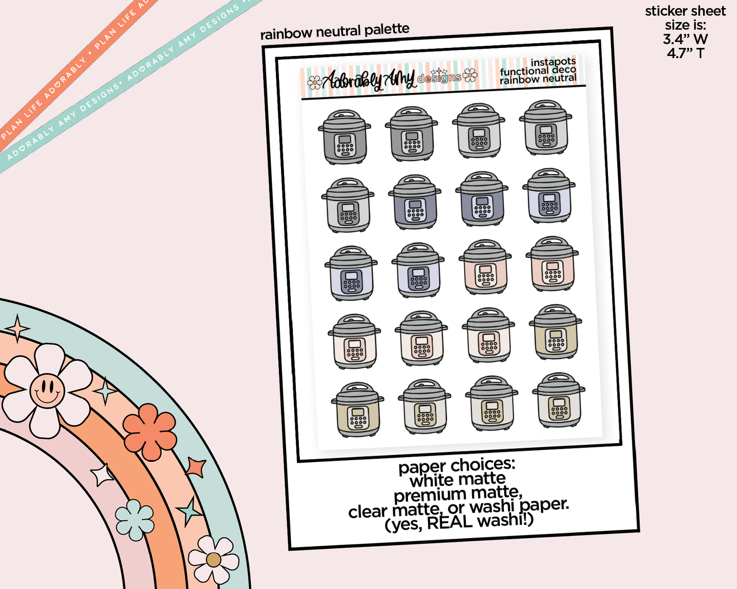 Rainbow Pressure Cooker Pot Doodled Icon Stickers