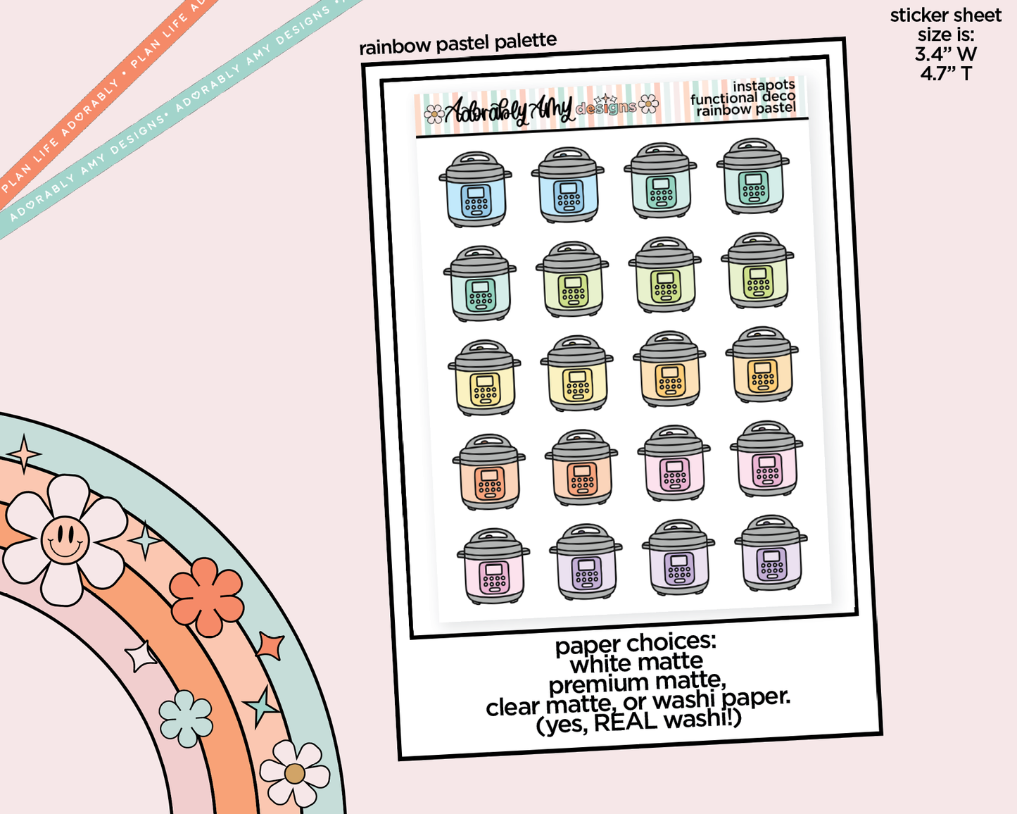 Rainbow Pressure Cooker Pot Doodled Icon Stickers