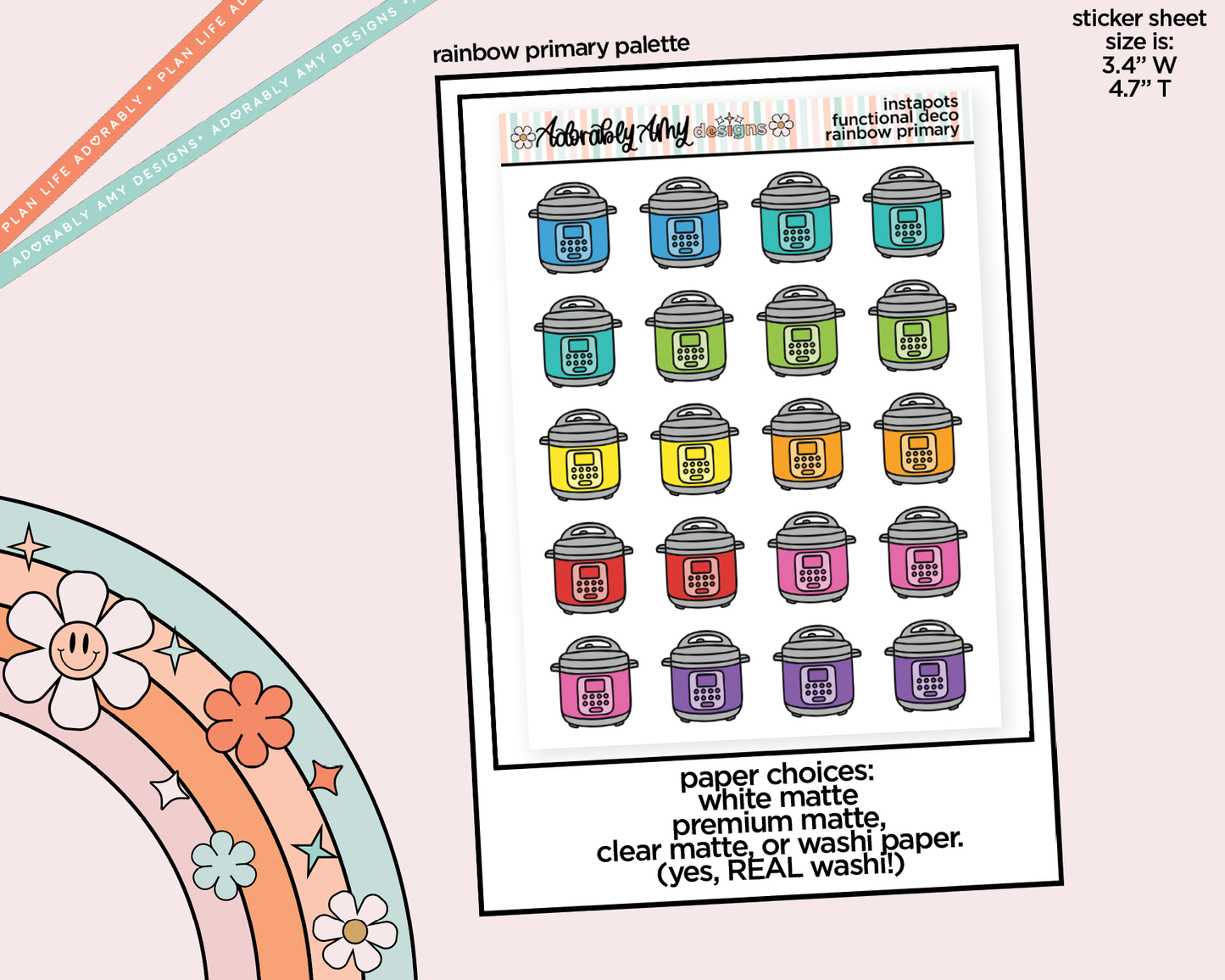 Rainbow Pressure Cooker Pot Doodled Icon Stickers