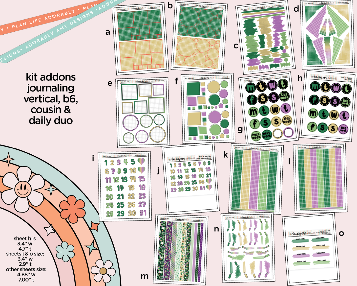 Hobonichi Cousin Weekly Luck of the Irish Planner Sticker Kit for Hobo Cousin or Similar Planners