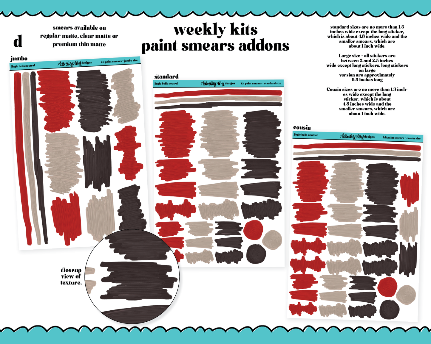 Jingle Bells Neutral Christmas Themed Weekly Kit Addons - All Sizes - Deco, Smears and More!