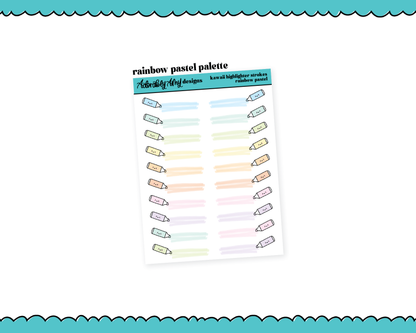 Rainbow Kawaii Highlighters V1 Dividers or Underlays Standard Size Stickers for any Planner or Insert