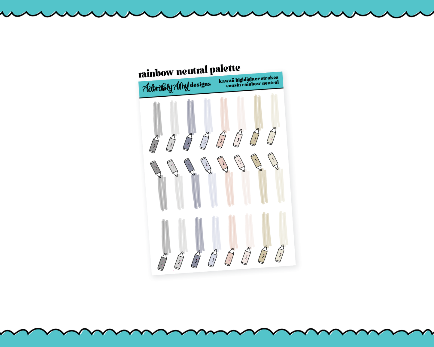 Rainbow Hobo Cousin Kawaii Highlighters V1 Dividers or Underlays for any Planner or Insert