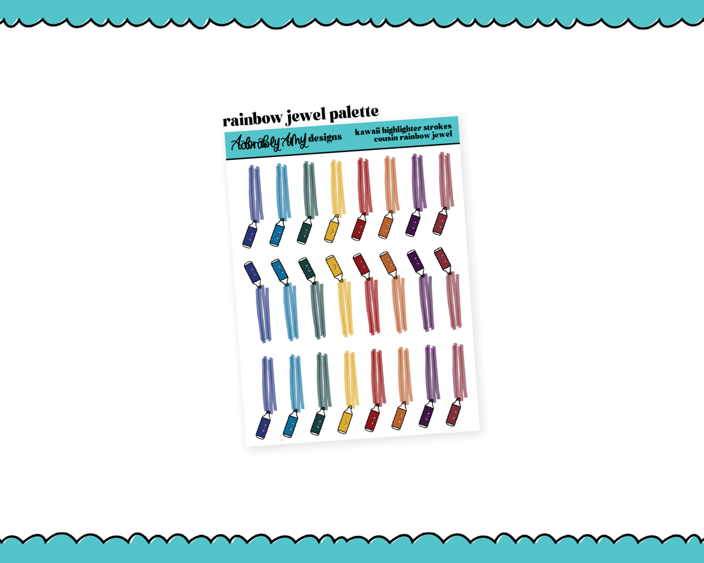 Rainbow Hobo Cousin Kawaii Highlighters V1 Dividers or Underlays for any Planner or Insert