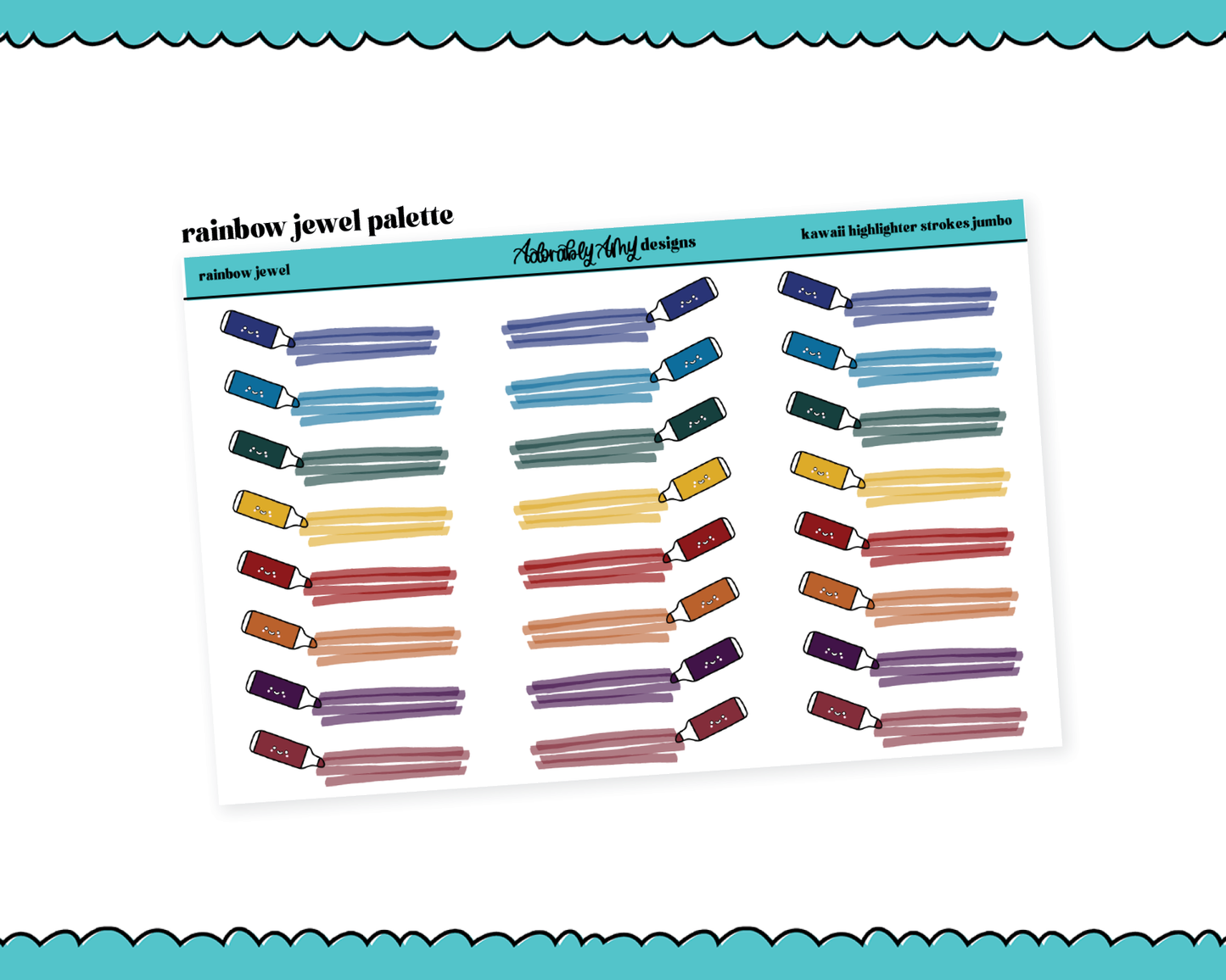 Rainbow Jumbo Daily Planning Kawaii Highlighters V1 Dividers or Underlays for any Planner or Insert