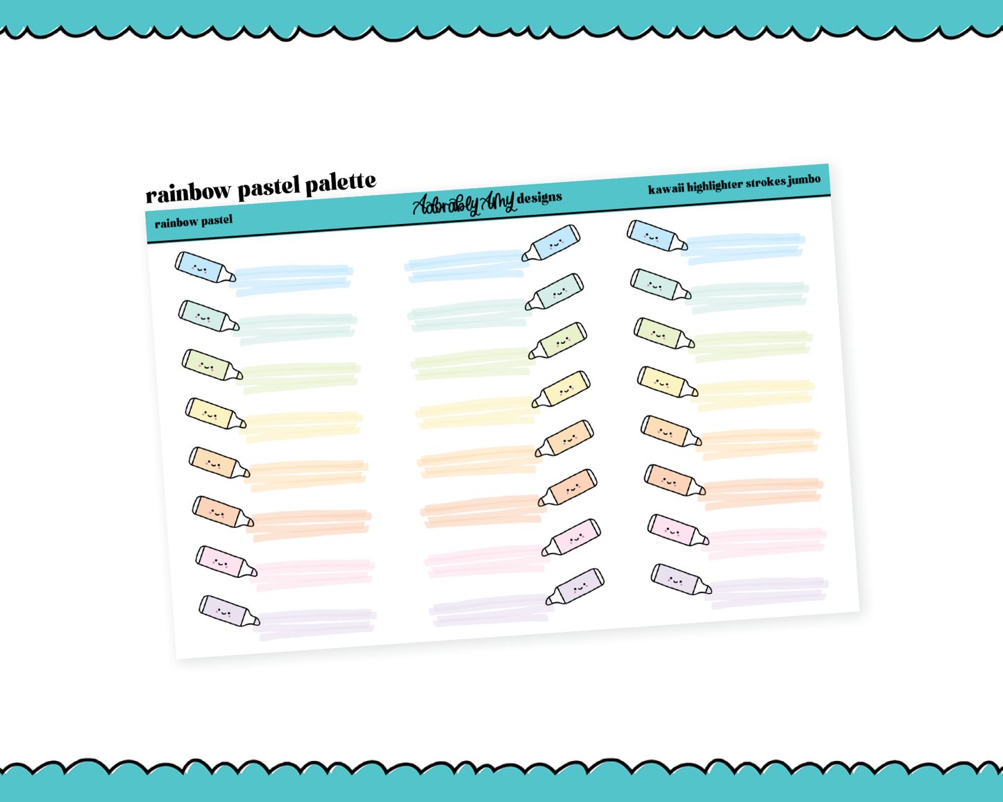 Rainbow Jumbo Daily Planning Kawaii Highlighters V1 Dividers or Underlays for any Planner or Insert