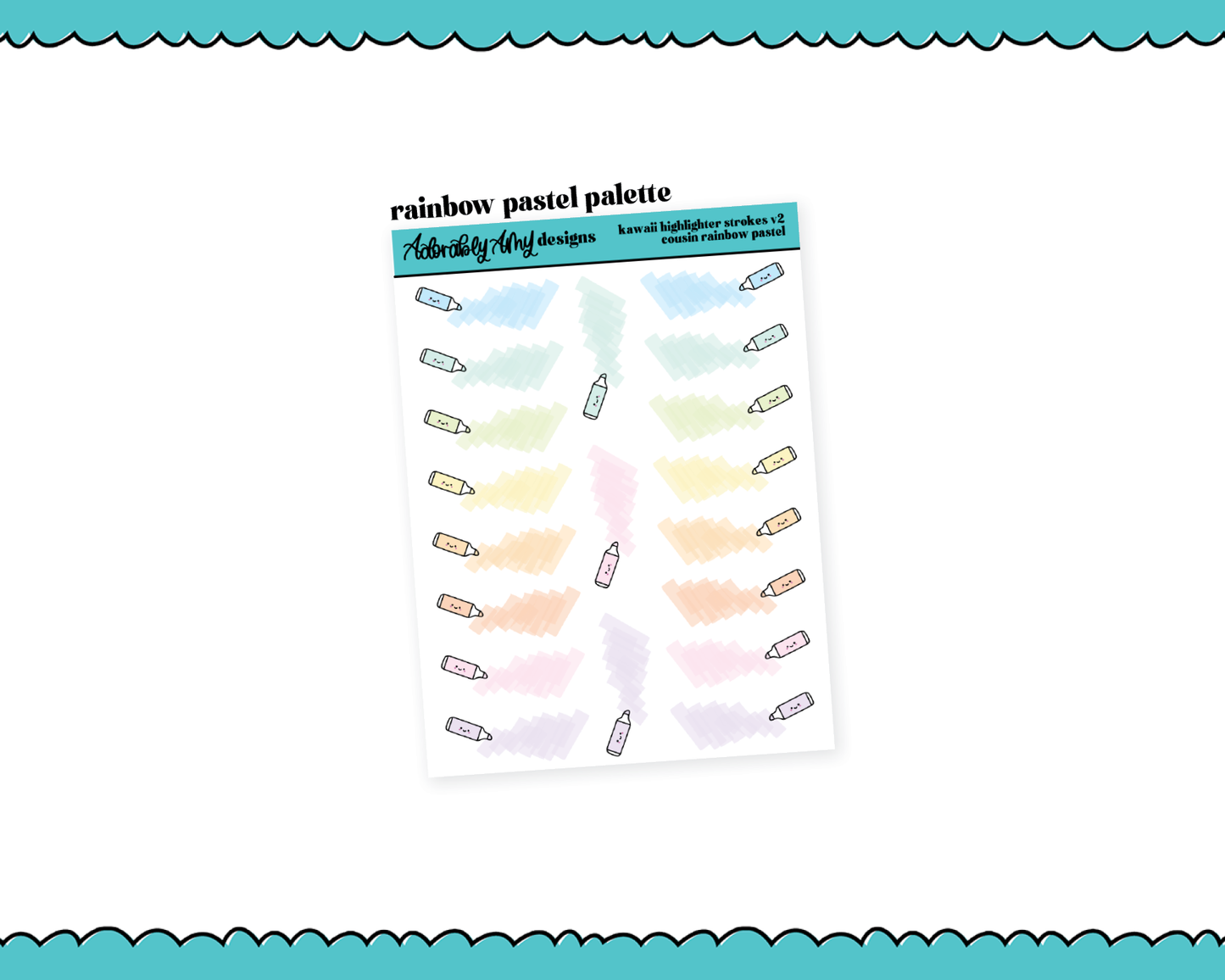 Rainbow Hobo Cousin Kawaii Highlighters V2 Dividers or Underlays for any Planner or Insert