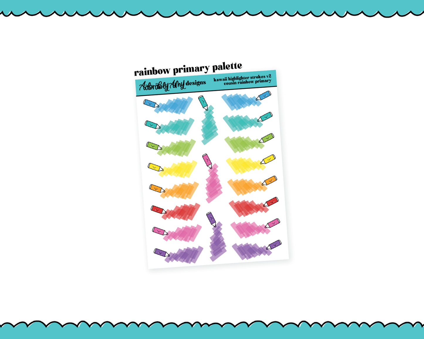 Rainbow Hobo Cousin Kawaii Highlighters V2 Dividers or Underlays for any Planner or Insert