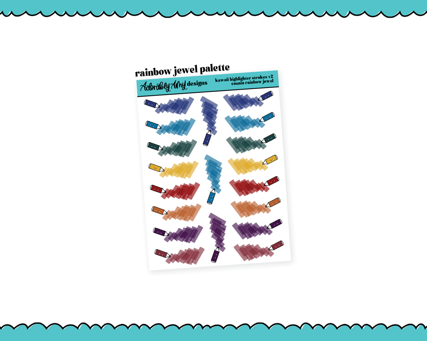 Rainbow Hobo Cousin Kawaii Highlighters V2 Dividers or Underlays for any Planner or Insert