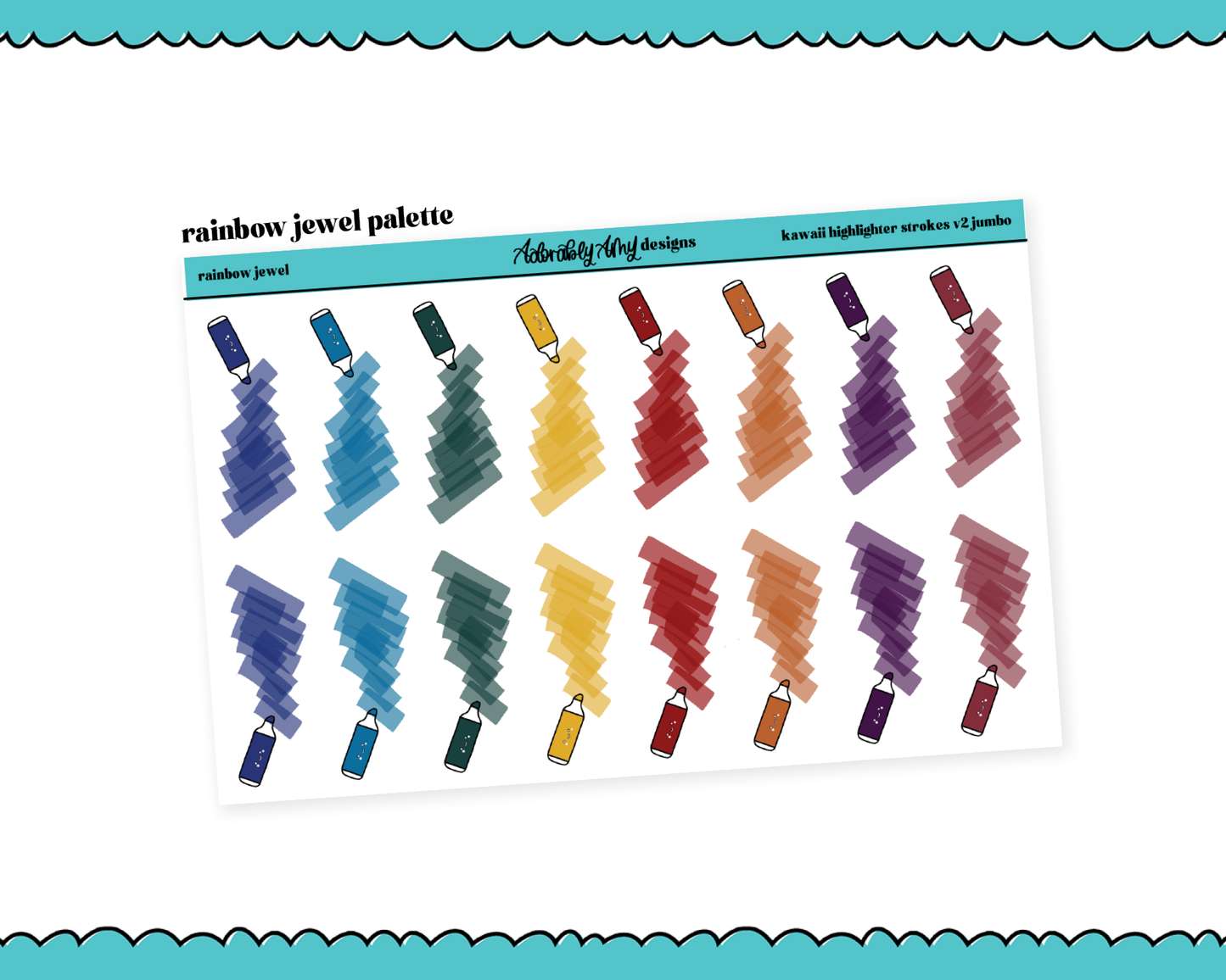 Rainbow Jumbo Daily Planning Kawaii Highlighters V2 Dividers or Underlays for any Planner or Insert
