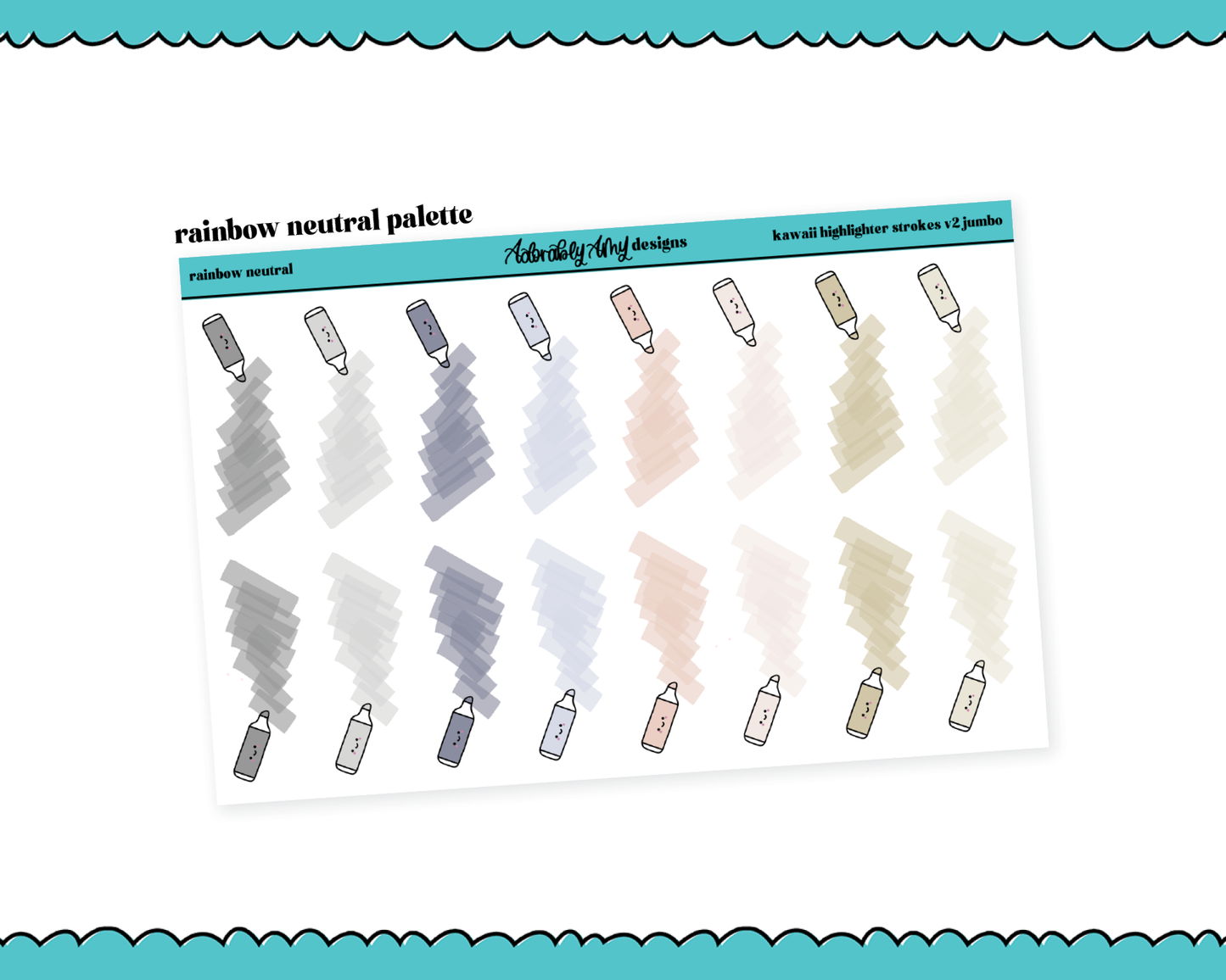 Rainbow Jumbo Daily Planning Kawaii Highlighters V2 Dividers or Underlays for any Planner or Insert