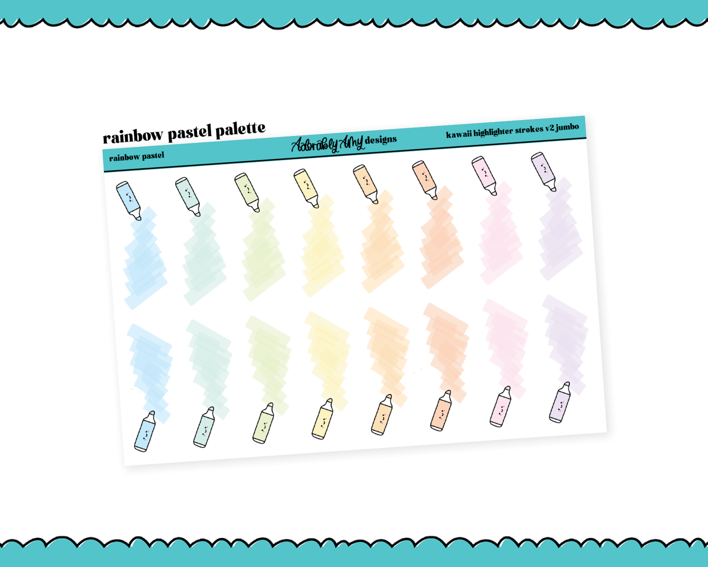Rainbow Jumbo Daily Planning Kawaii Highlighters V2 Dividers or Underlays for any Planner or Insert
