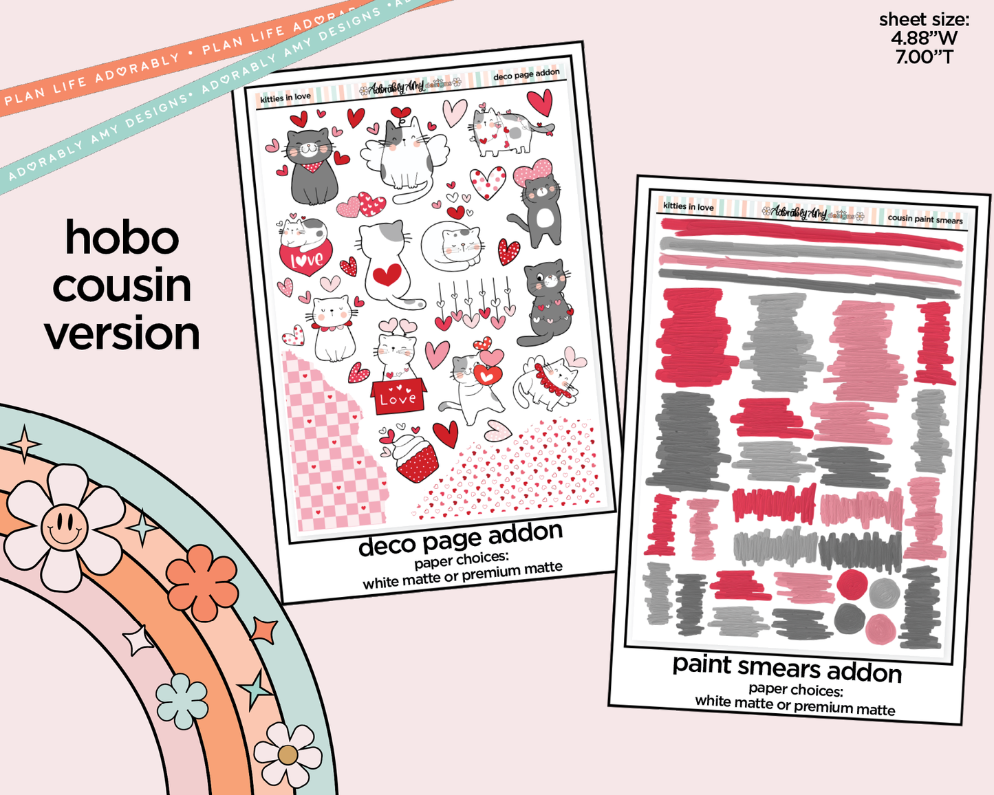 Hobonichi Cousin Weekly Kitties in Love Planner Sticker Kit for Hobo Cousin or Similar Planners