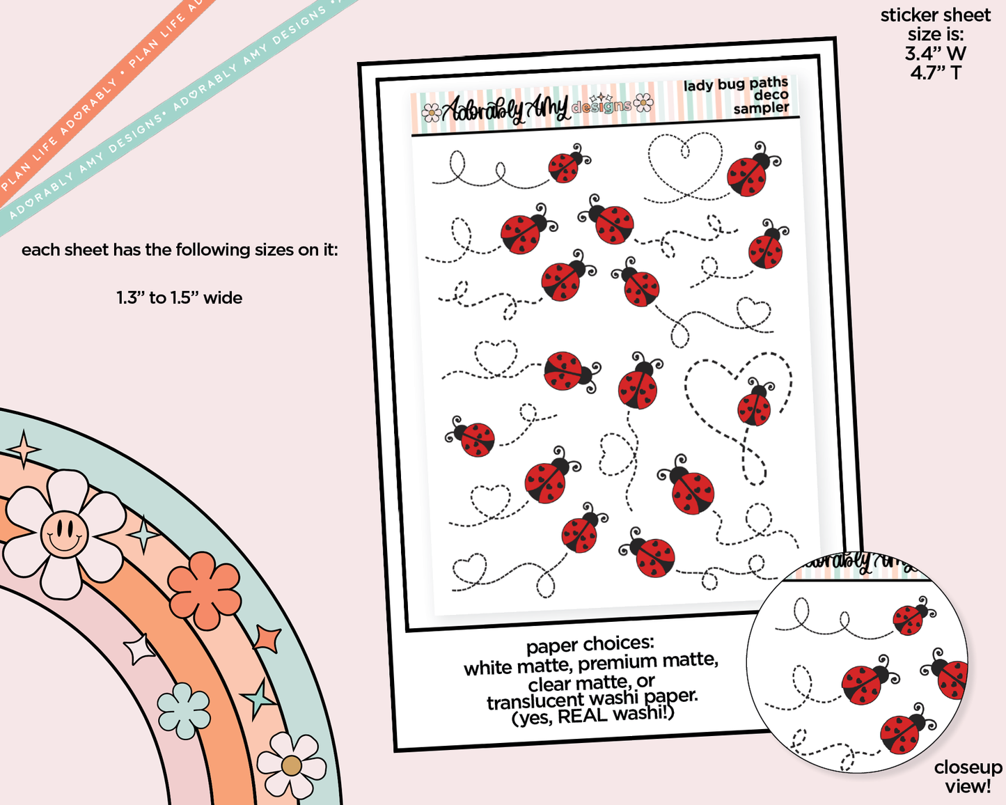 Ladybug Paths Deco Sampler Planner Stickers
