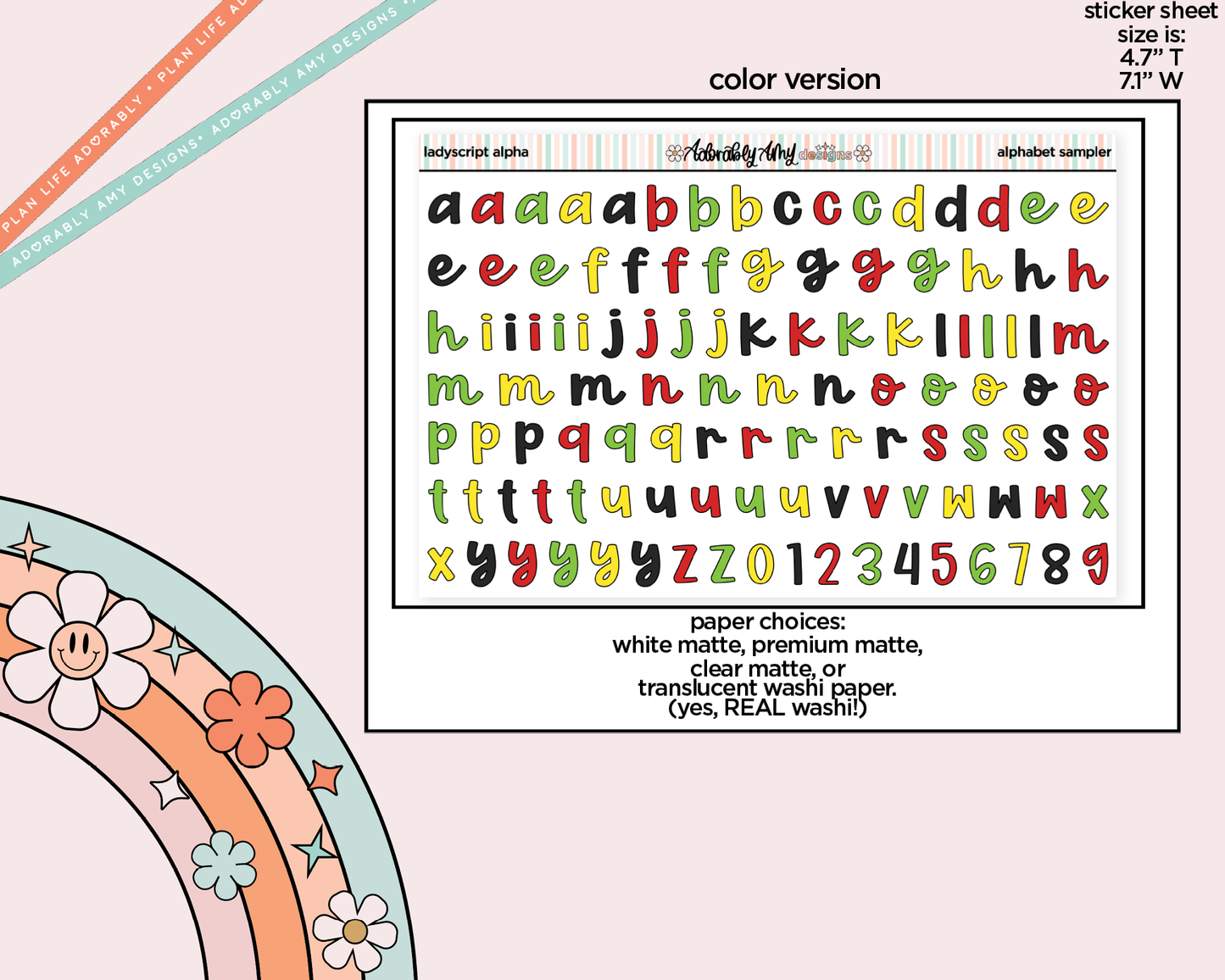 Ladyscript Alphabet Stickers Deco Typography Sampler Planner Stickers