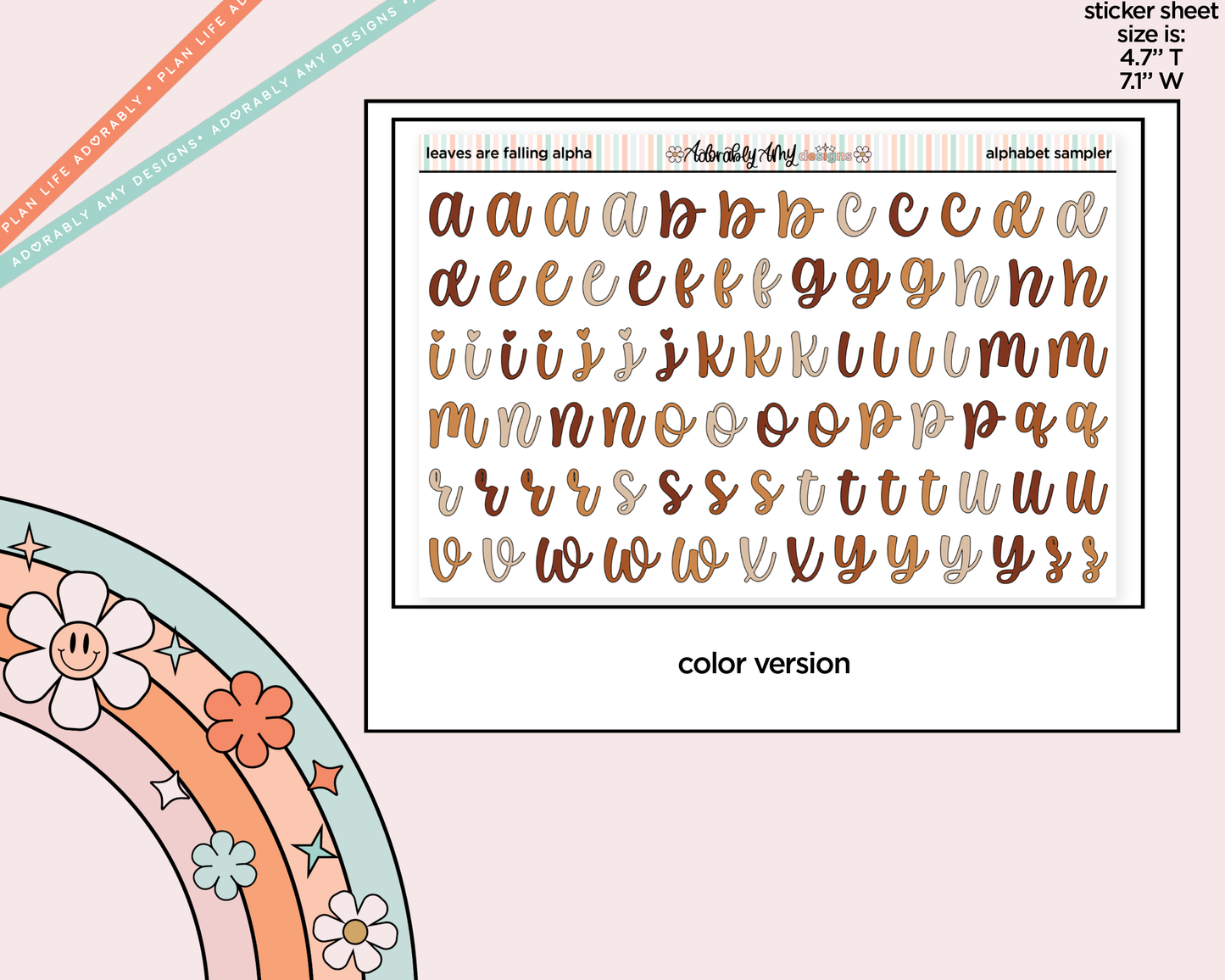 Leaves are Falling Alphabet Stickers Deco Typography Sampler Planner Stickers