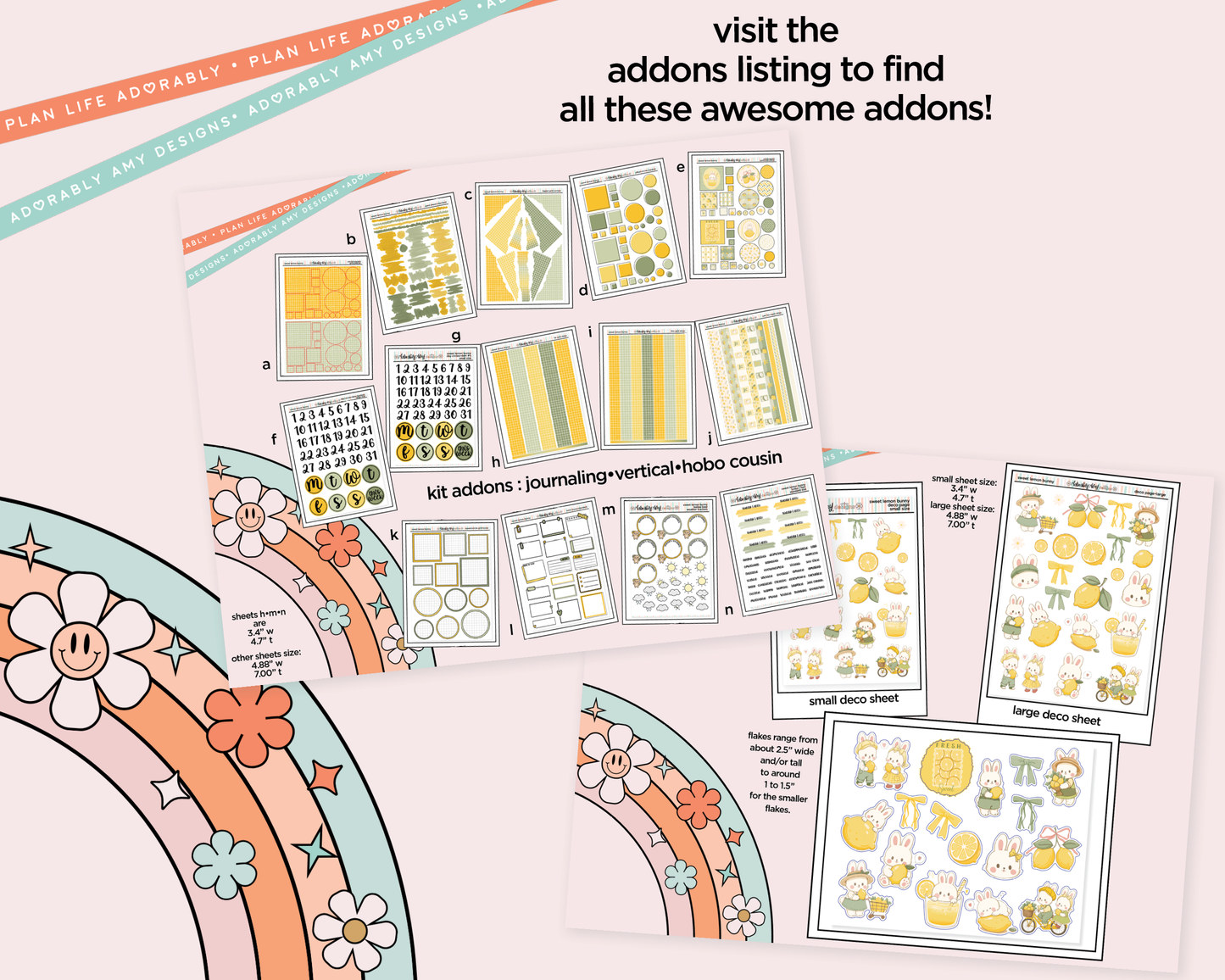 Journaling and Daily Planning Sweet Lemon Bunny Planner Sticker Kit