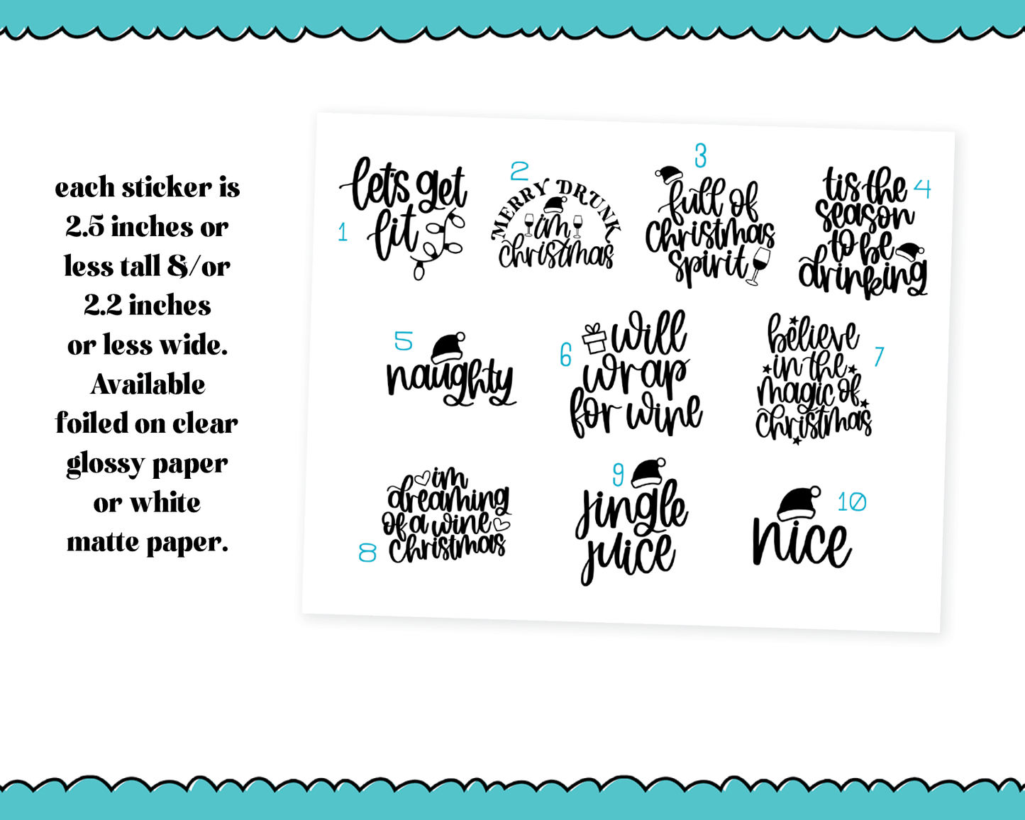 Large Diecut Sticker Flakes - Let's Get Lit Christmas Quotes Planner Stickers for any Planner or Insert