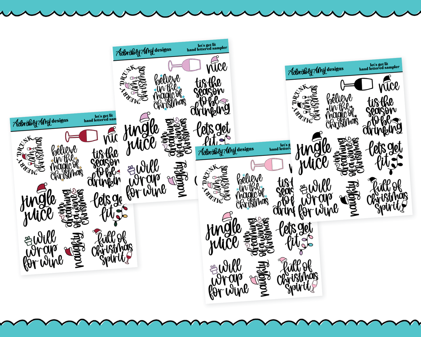 Hand Lettered Let's Get Lit Typography Sampler Planner Stickers for any Planner or Insert