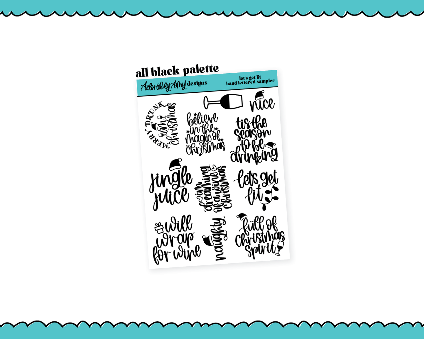 Hand Lettered Let's Get Lit Typography Sampler Planner Stickers for any Planner or Insert