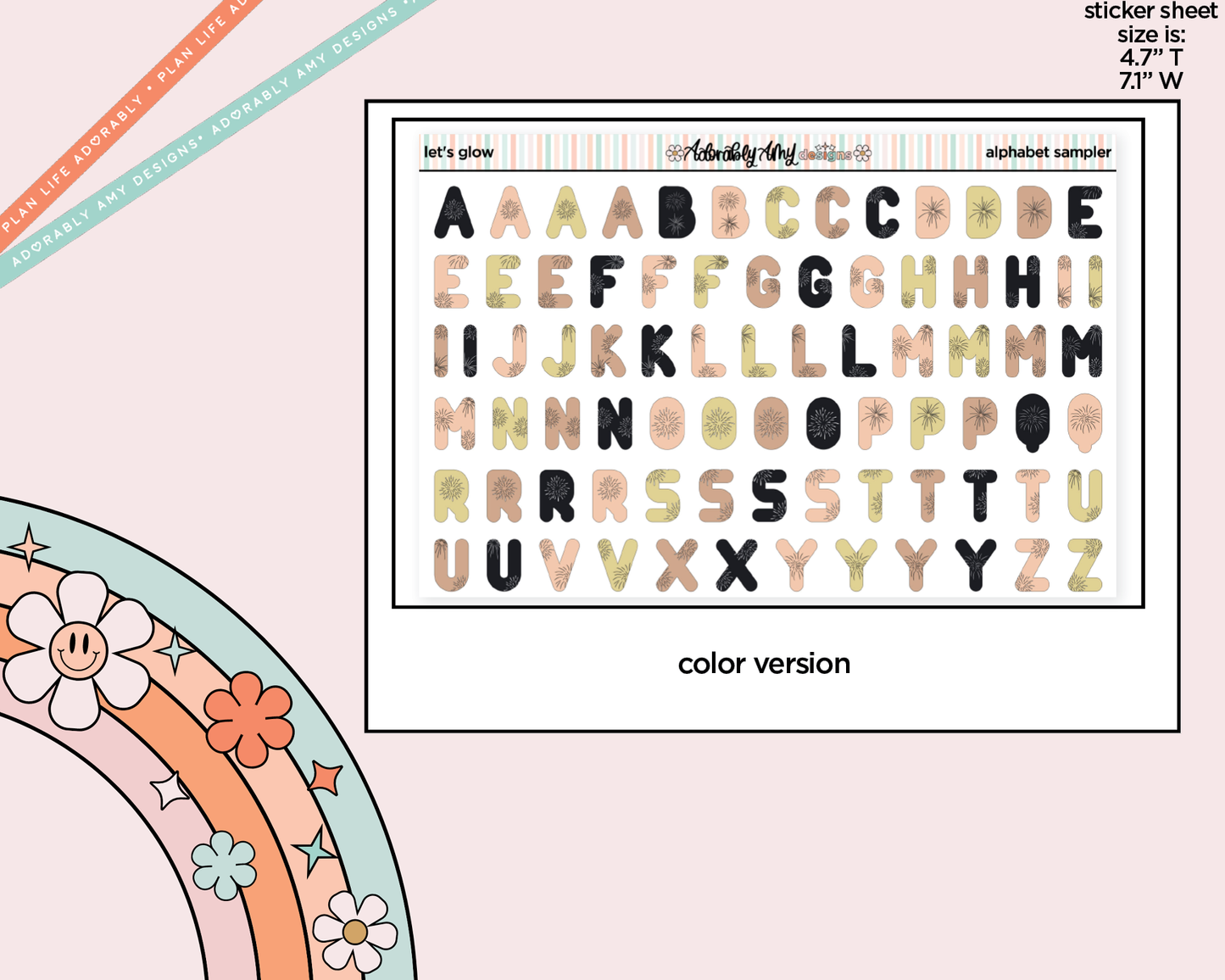 Let's Glow Alphabet Stickers Deco Typography Sampler Planner Stickers