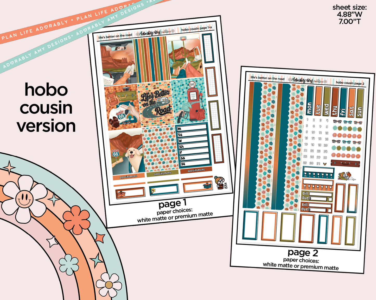Hobonichi Cousin Weekly Life's Better on the Road Planner Sticker Kit for Hobo Cousin or Similar Planners