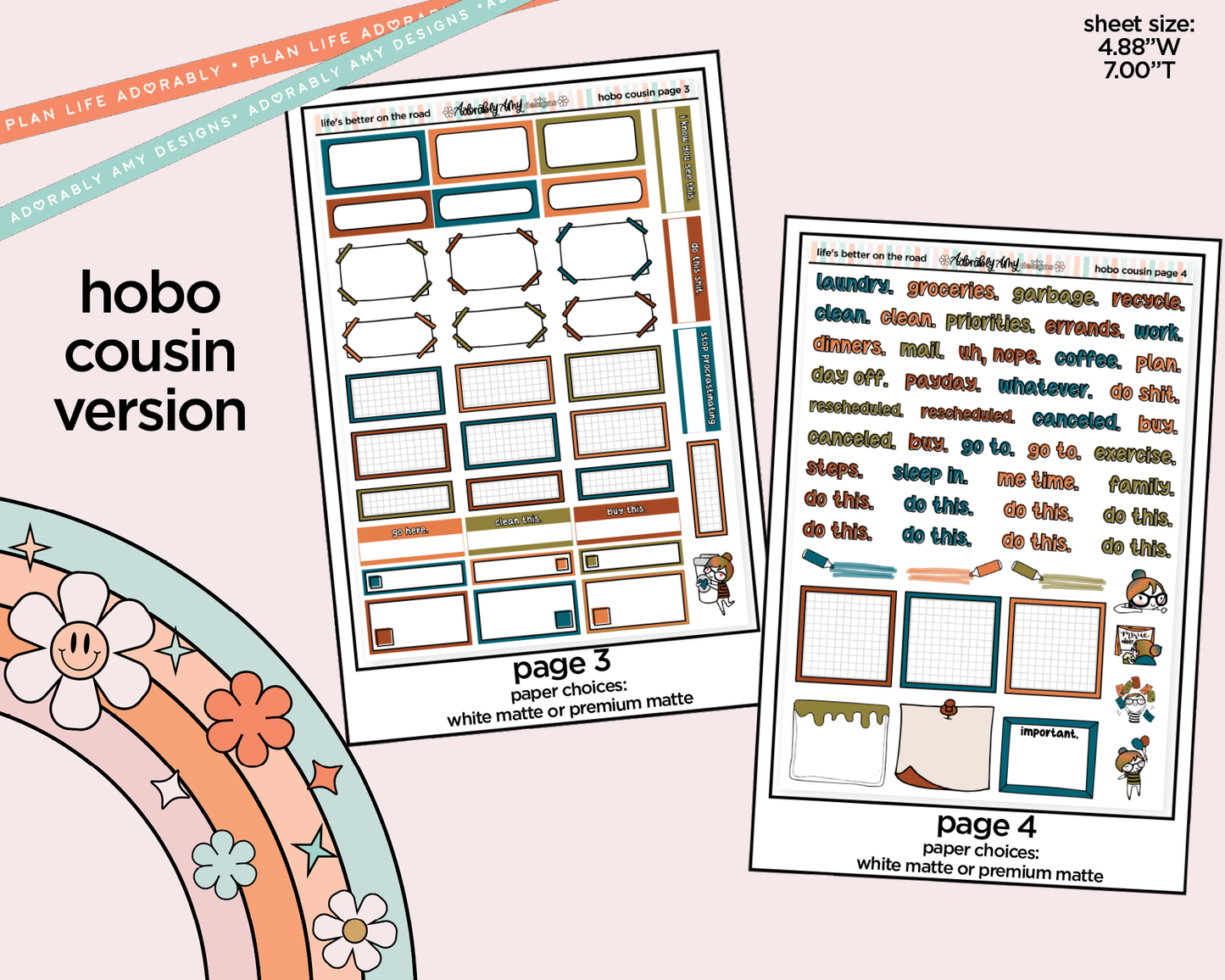 Hobonichi Cousin Weekly Life's Better on the Road Planner Sticker Kit for Hobo Cousin or Similar Planners