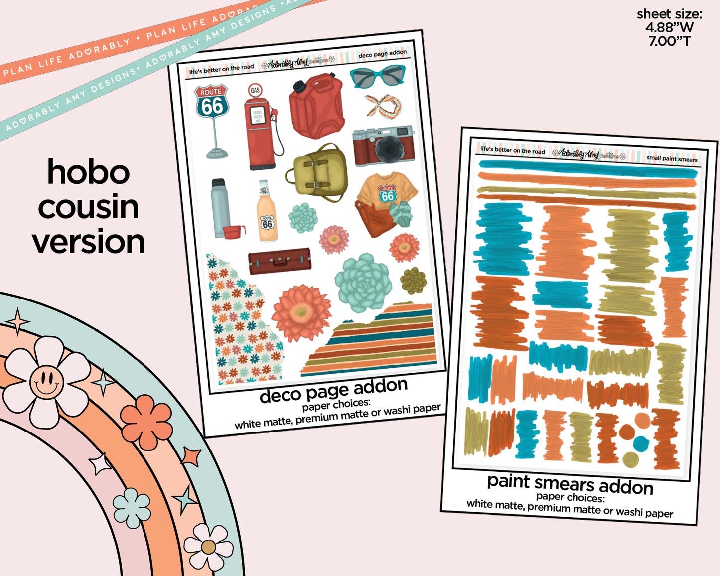 Hobonichi Cousin Weekly Life's Better on the Road Planner Sticker Kit for Hobo Cousin or Similar Planners