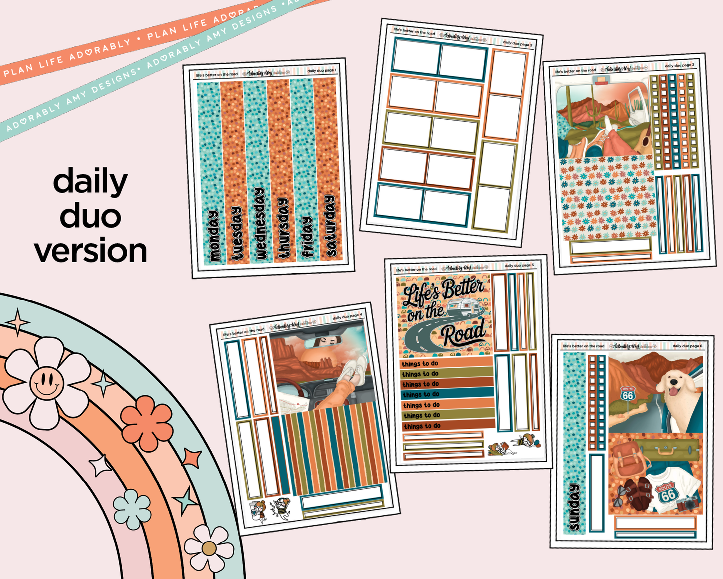 Daily Duo Life's Better on the Road in My Hand Weekly Planner Sticker Kit for Daily Duo Planner