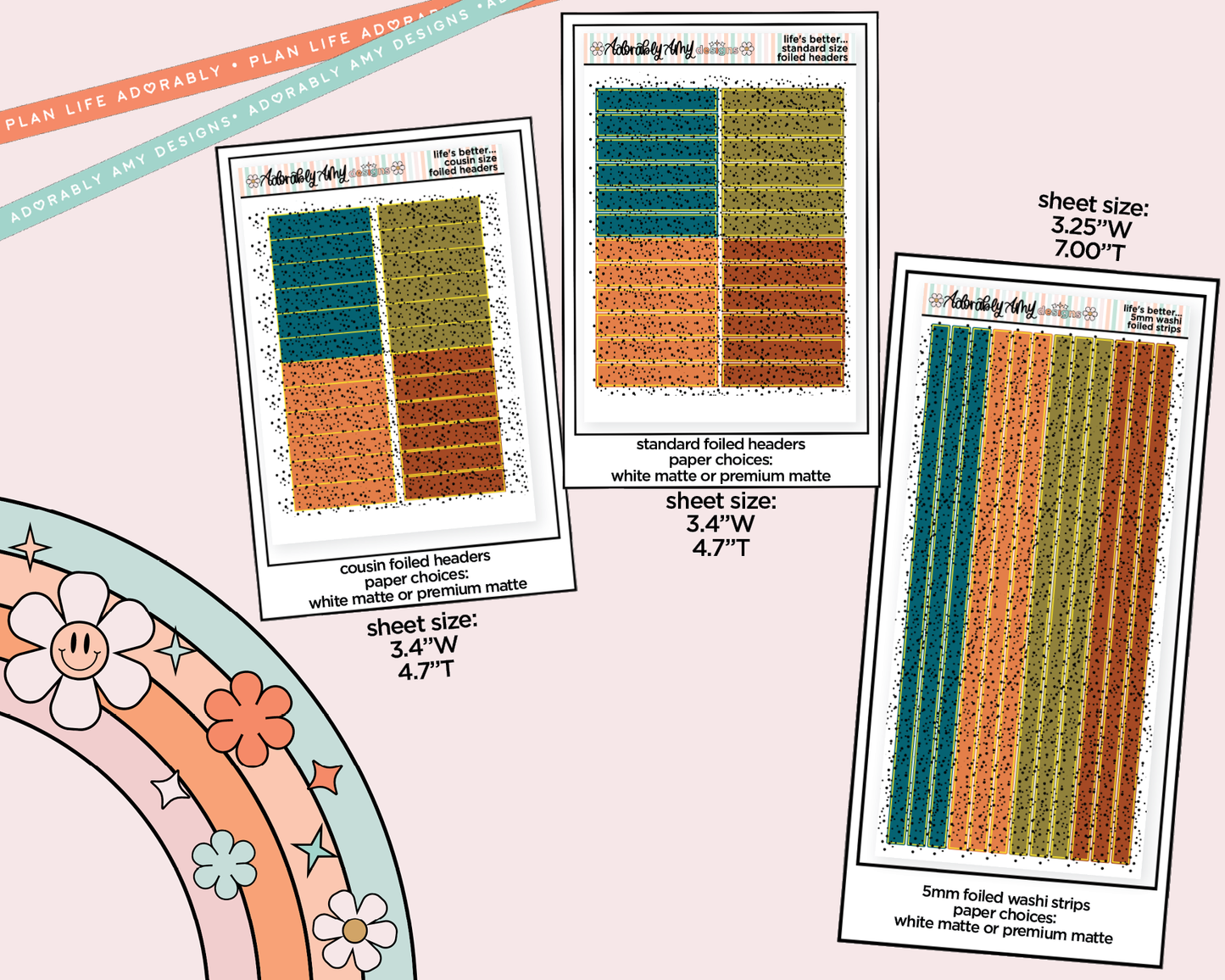 Foiled Life's Better on the Road Headers or Long Strips Planner Stickers