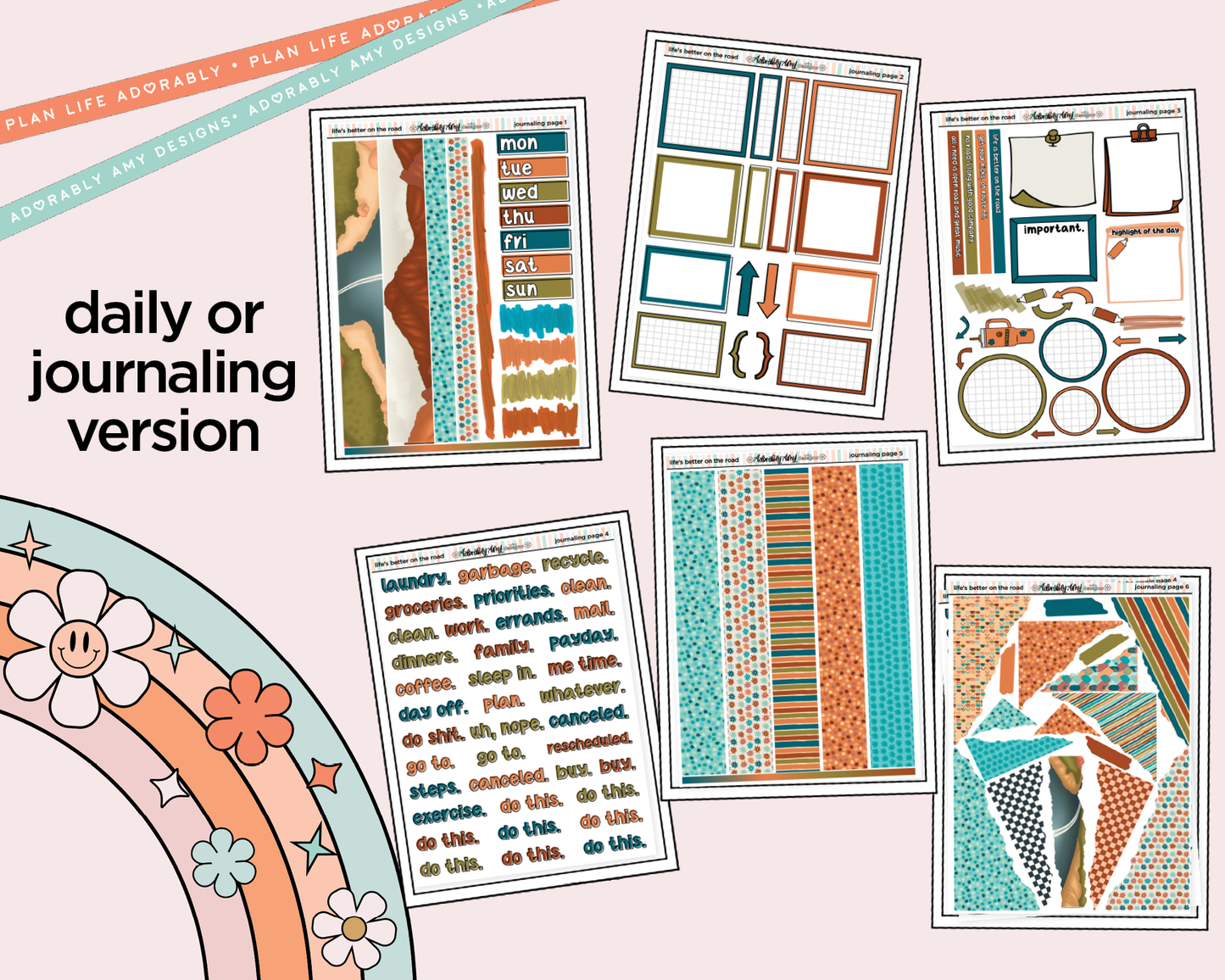 Journaling and Daily Planning Life's Better on the Road in My Hand Planner Sticker Kit