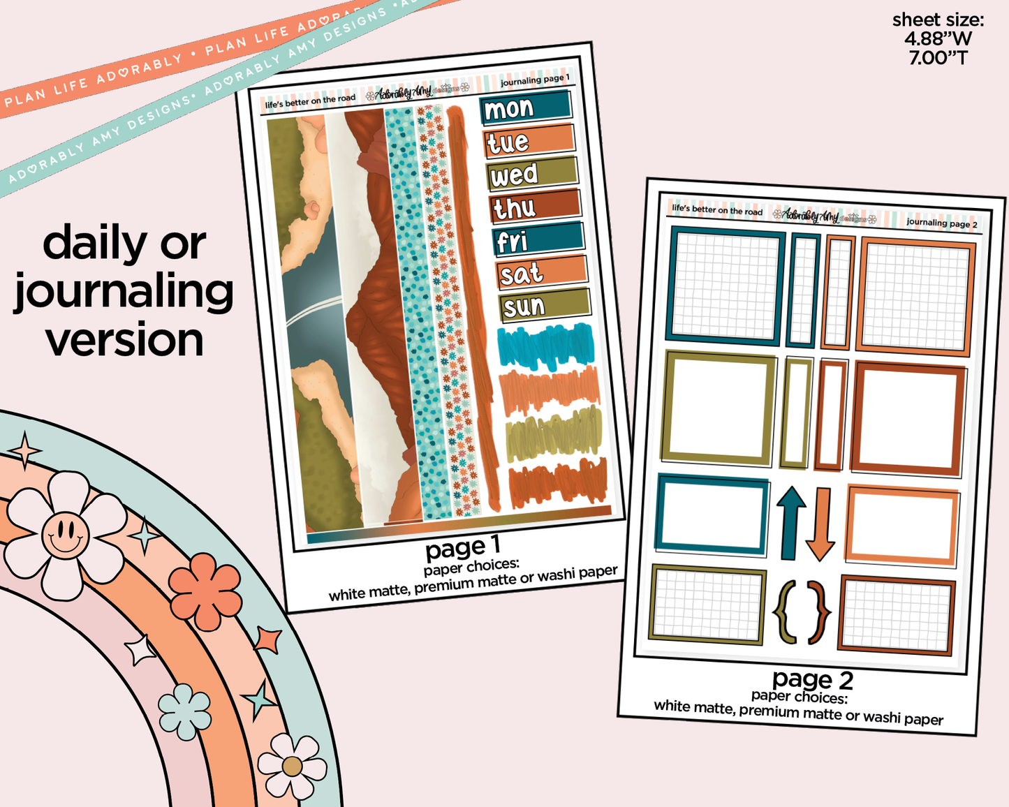 Journaling and Daily Planning Life's Better on the Road in My Hand Planner Sticker Kit