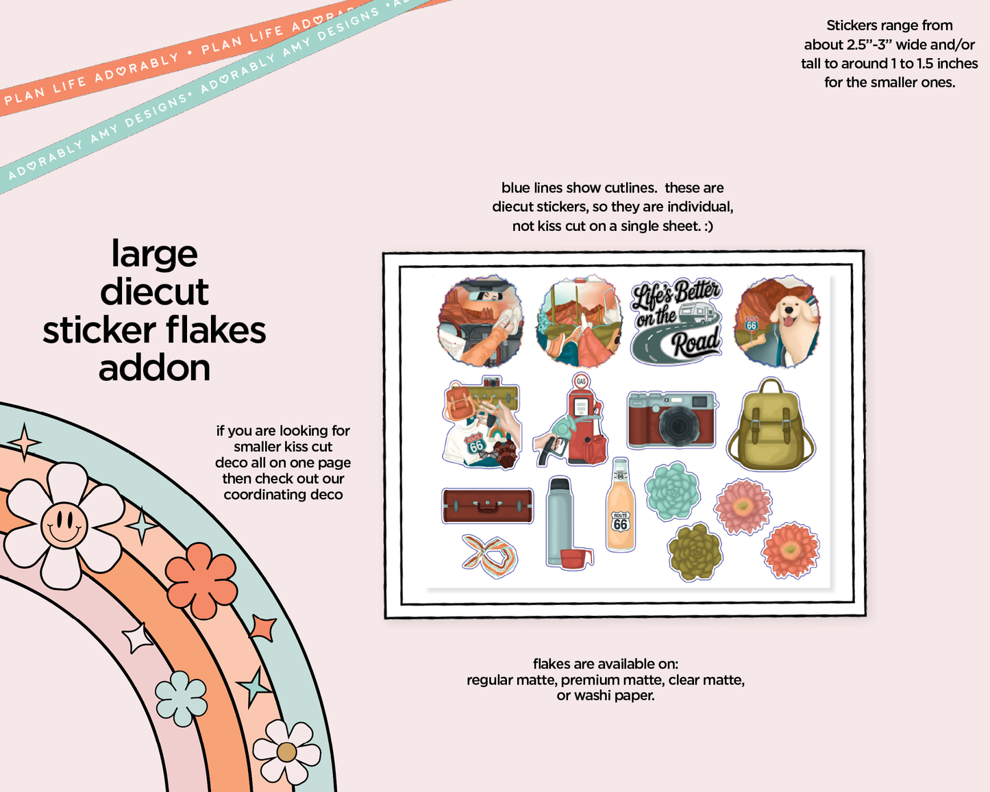Journaling and Daily Planning Life's Better on the Road in My Hand Planner Sticker Kit