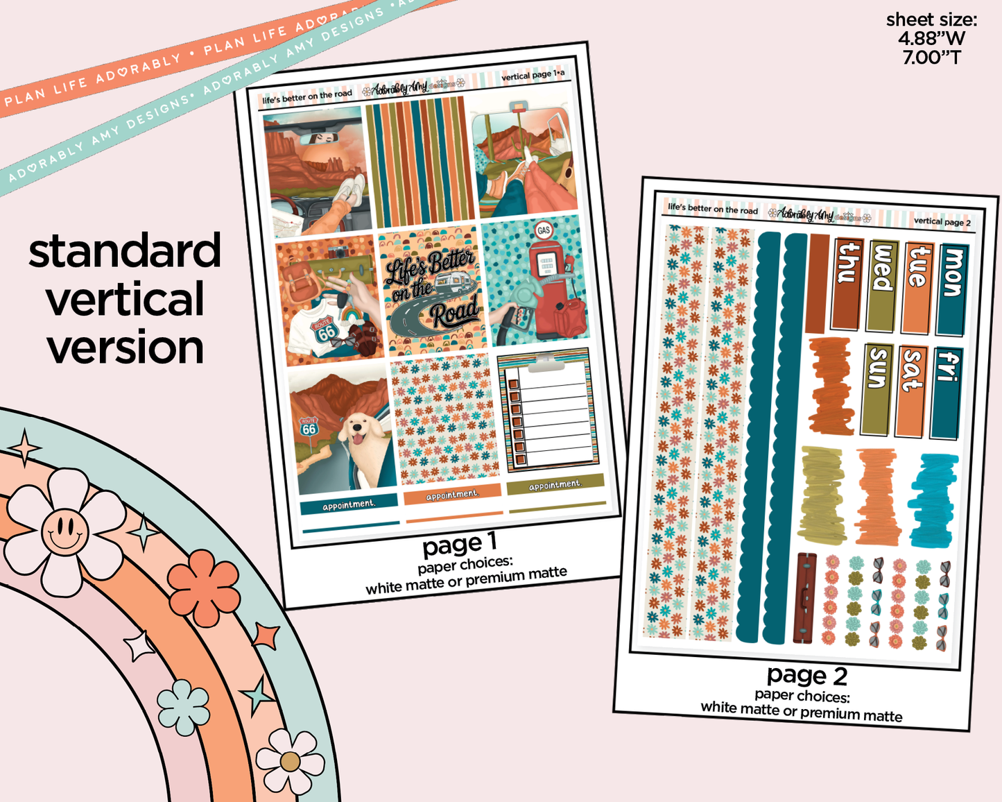 Vertical Life's Better on the Road Weekly Sticker Kit for Vertical Standard Size Planners or Insert