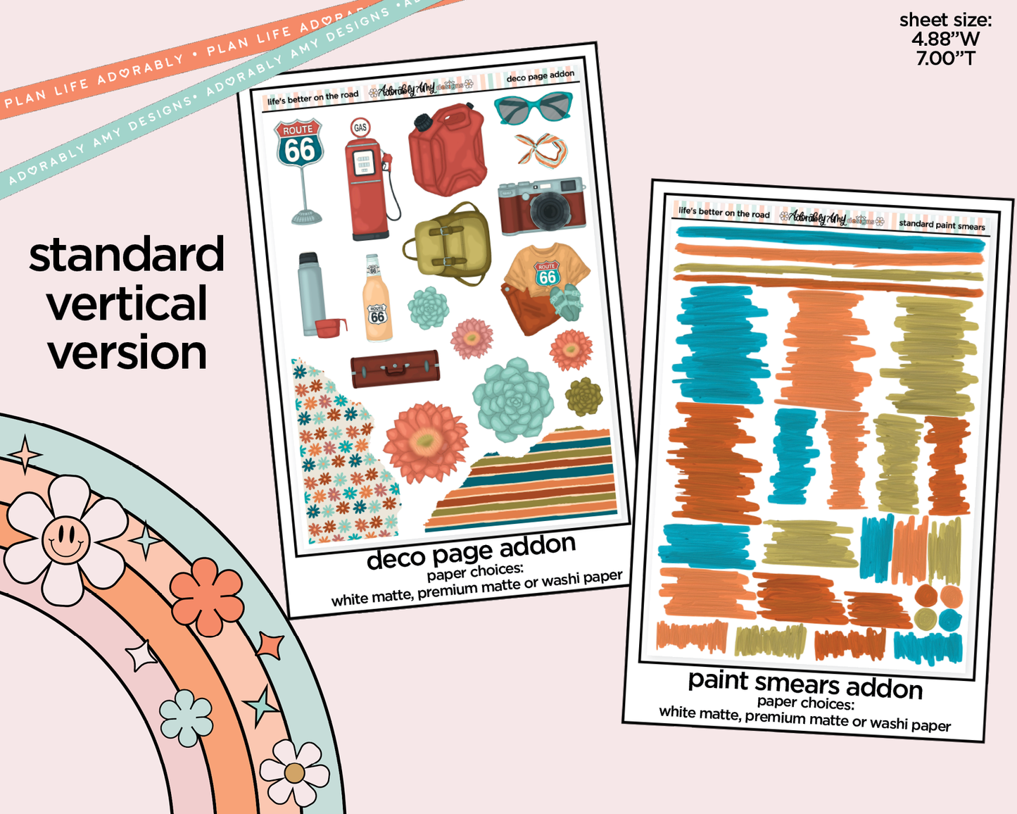Vertical Life's Better on the Road Weekly Sticker Kit for Vertical Standard Size Planners or Insert