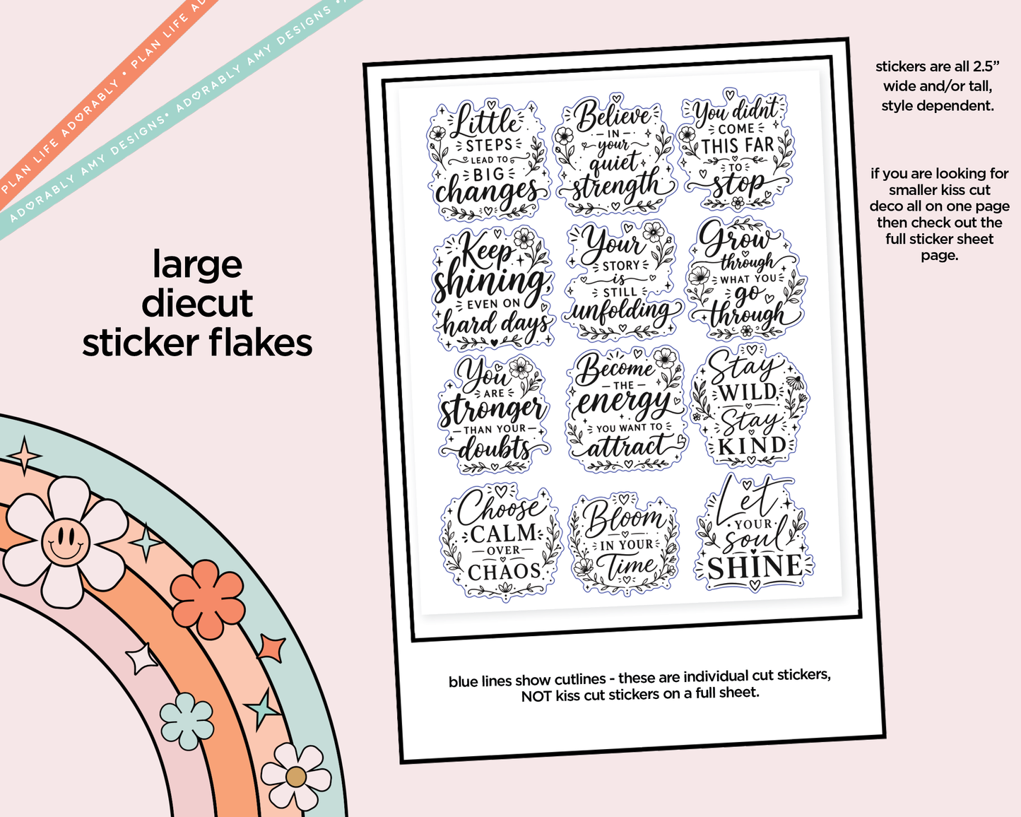 Little Steps Motivational Deco Typography Sampler Planner Stickers