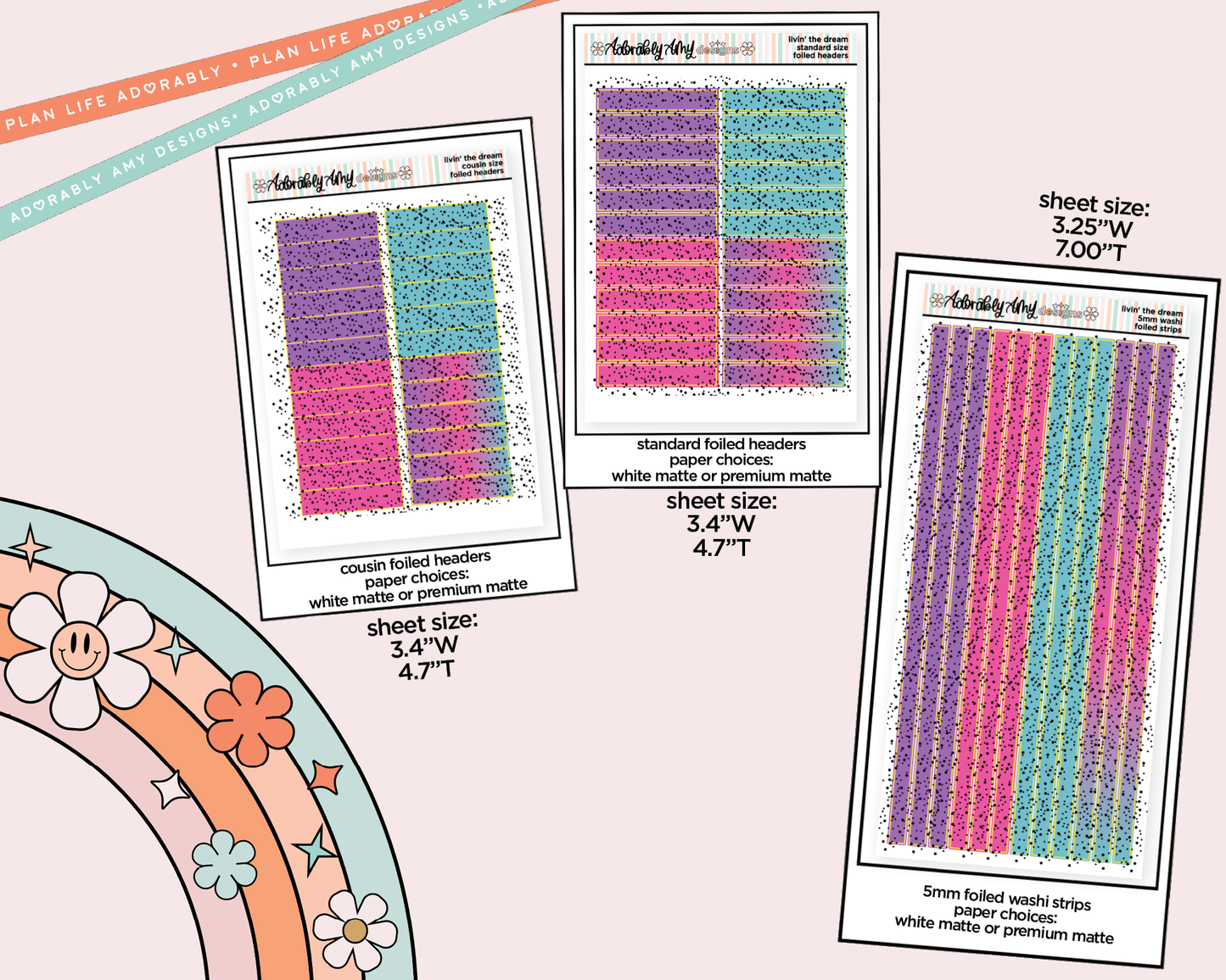 Foiled Livin' the Dream Halloween Headers or Long Strips Planner Stickers for any Planner or Insert