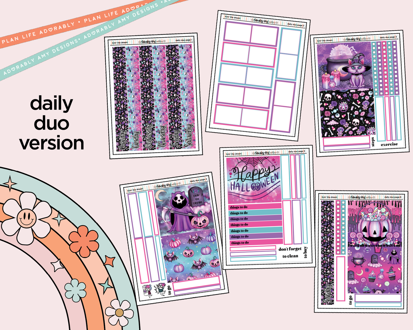Daily Duo Livin' the Dream Halloween Weekly Planner Sticker Kit for Daily Duo Planner