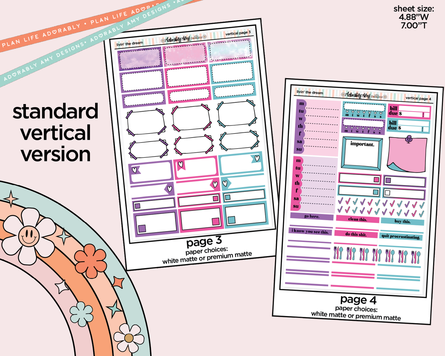 Vertical Livin' the Dream Halloween Weekly Sticker Kit for Vertical Standard Size Planners or Insert