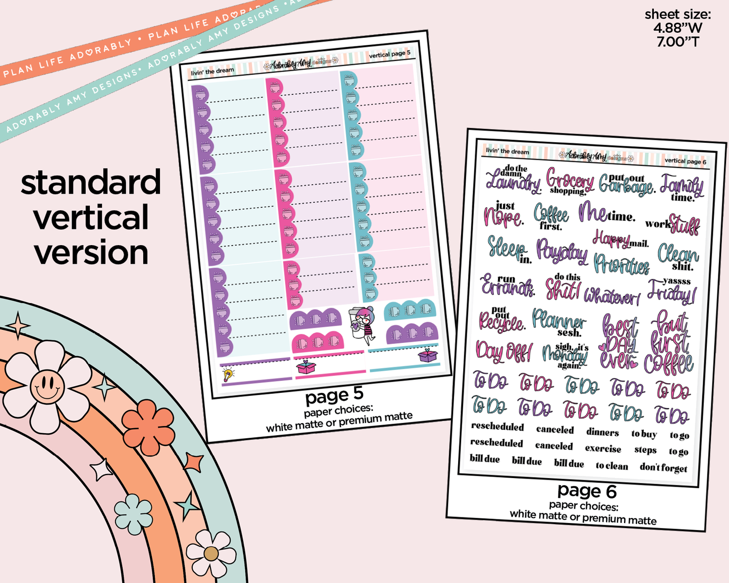 Vertical Livin' the Dream Halloween Weekly Sticker Kit for Vertical Standard Size Planners or Insert
