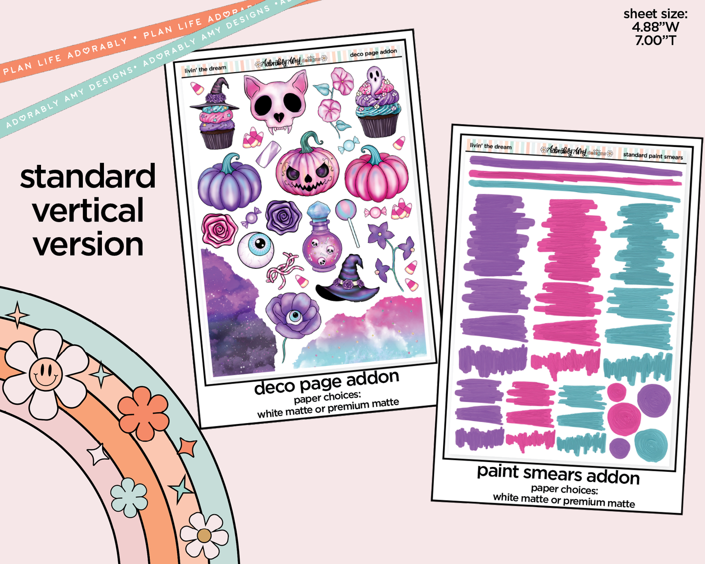 Vertical Livin' the Dream Halloween Weekly Sticker Kit for Vertical Standard Size Planners or Insert