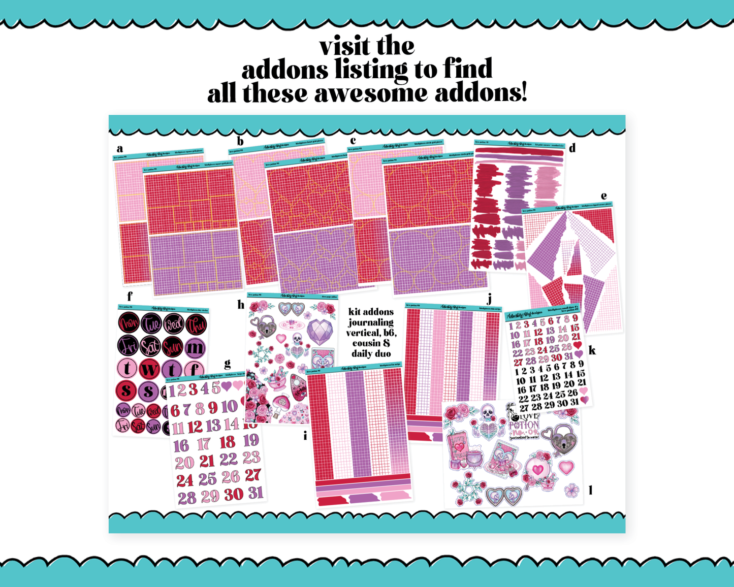 Hobonichi Cousin Weekly Love Potion #9 Planner Sticker Kit for Hobo Cousin or Similar Planners