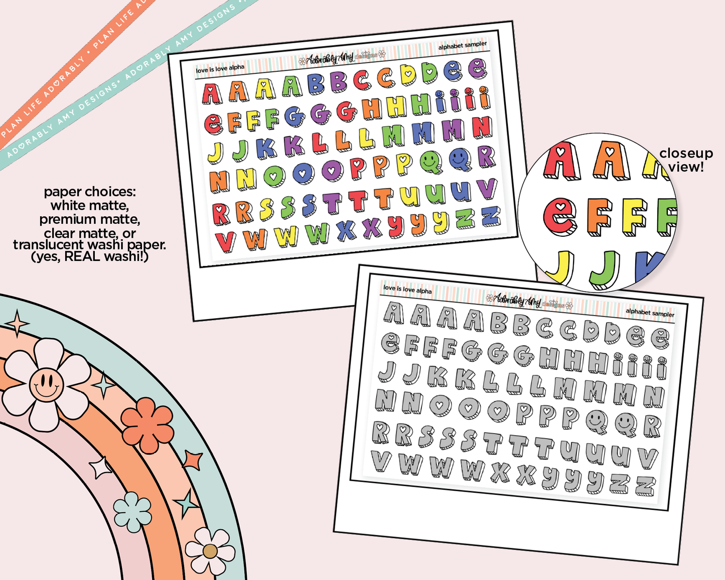 Love is Love Alphabet Stickers Deco Typography Sampler Planner Stickers