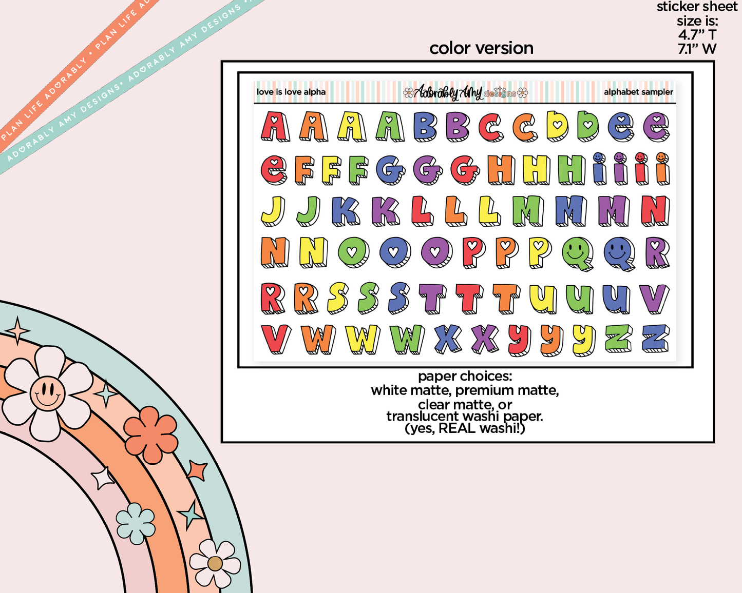 Love is Love Alphabet Stickers Deco Typography Sampler Planner Stickers