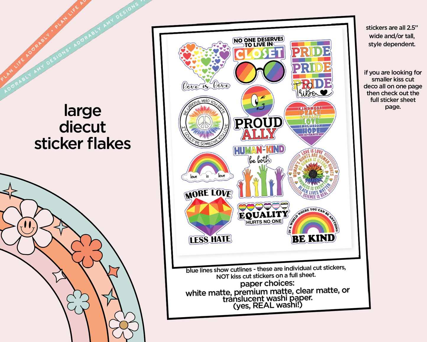 Love is Love Typography Sampler Planner Stickers